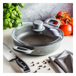 BALLARINI Murano Deep 2H 24 cm grafitowa - patelnia nieprzywierająca z pokrywką