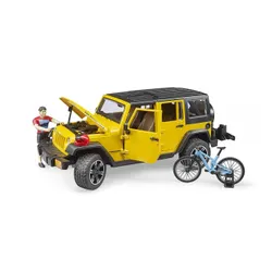 Машинка Bruder Jeep Wrangler Unlimited Rubicon z rowerem górskim i figurką kolarza (02543)