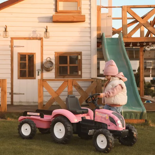 Falk Traktor Country Star Różowy na Pedały + Przyczepka i Klakson 2-5Lat.