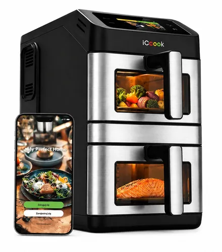 Air Fryer Frytkownica beztłuszczowa ICOOOK MFR-IC-02 10l, z podwójnym koszem, z okienkiem do obserwacji postępów gotowania