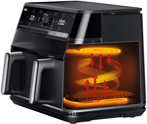 Air Fryer Frytkownica beztłuszczowa BRAUN TwinCook 5 TD5073 10l z podwójnym koszem i okienkiem do obserwacji postępów gotowania