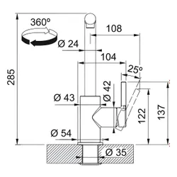 Bateria FRANKE Lina L Pull-out 115.0728.489 Beżowy
