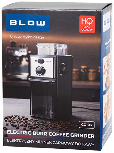 Młynek Do Kawy BLOW Elektryczny Żarnowy Mocny 150w Pojemnik 100g Cicha Praca
