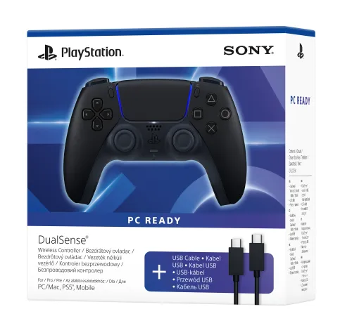 Pad Sony DualSense do PS5, PC Bezprzewodowy Nocna czerń w zestawie z przewodem USB do komputera PC