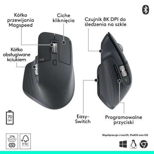 Myszka Logitech MX Master 3S Bluetooth Edition Grafitowy