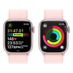 Apple Watch 9 GPS + сотовый 41 мм алюминиевый розовый / розовый спортивный браслет