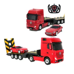 Zdalnie sterowany samochód COIL auto RC pilot duży zestaw 2 auta Mercedes Actros z lawetą 1:24 RTR czerwony