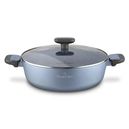 Patelnia nieprzywierająca z dwoma uchwytami i pokrywką STARKE PRO DOUBLE 28 cm