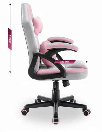 Fotel gamingowy HELL'S CHAIR HC- 1001 Kids Szaro-różowy