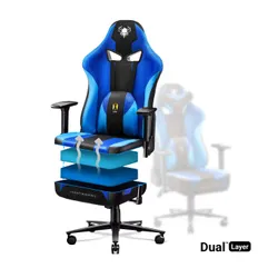 Fotel Diablo Chairs X-Player 2.0 Normal Size Gamingowy do 160kg Skóra ECO Tkanina Czarno-niebieski