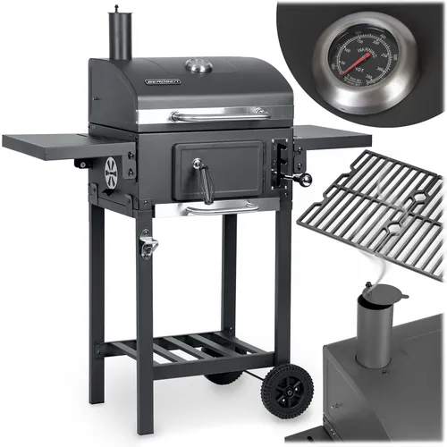 Grill węglowy ogrodowy Berdsen BD-892 komin żeliwny ruszt z pokrywą popielnik + termometr