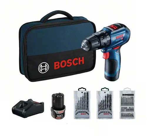 Bosch GSB Aksesuarlarına sahip darbeli Matkap 12V-30