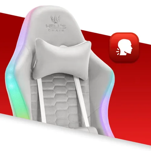 Fotel HELL'S CHAIR HC-1000 LED RGB Szaro-biały
