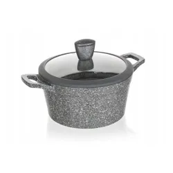 Garnek granite szary 24 cm do gotowania POKRYWKA 4,3 L jedzenia obiadu