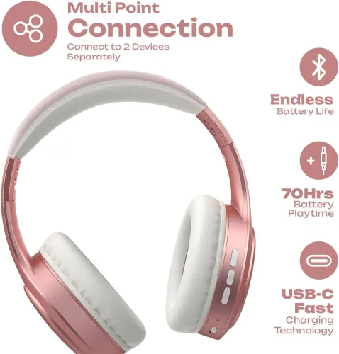 Słuchawki bezprzewodowe PowerLocus P19 Rose Gold Nauszne Bluetooth 5.3 Różowo-złoty