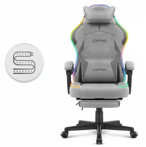 Fotel gamingowy CABRO C502 LED Szary