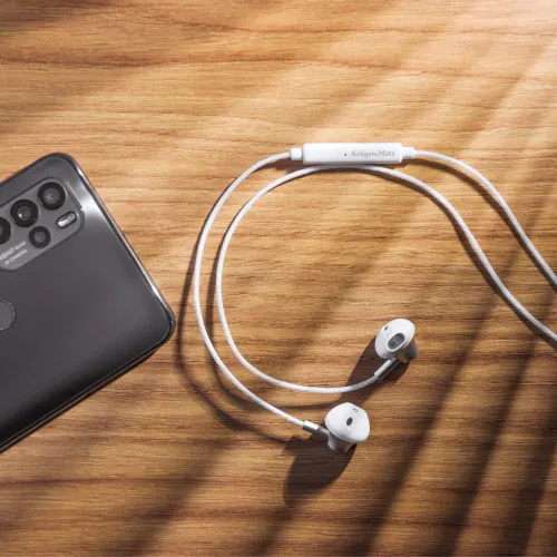 Słuchawki przewodowe Kruger & Matz KMPB2-W Douszne Mikrofon Biały