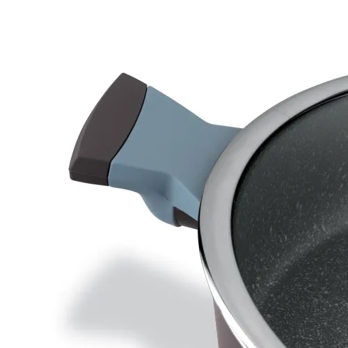 Patelnia na indukcję marmurowa z pokrywką Starke Pro Luxury Grey II 28 cm krótkie uchwyty