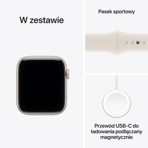 Apple Watch SE 3gen GPS + Cellular 40mm koperta z aluminium (księżycowa poświata) + pasek sportowy rozmiar S/M (księżycowa poświata) 2025