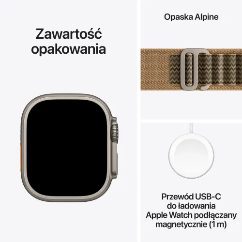 Apple Watch Ultra 4 GPS + Cellular koperta z tytanu Naturalna 49mm Opaska Alpine w kolorze pustyni Rozmiar M