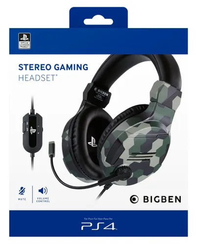 Słuchawki przewodowe z mikrofonem BigBen PS4 Gaming Headset V3 Nauszne Zielony