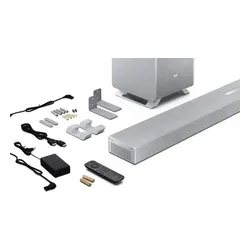 Soundbar SHARP HT-SBW55121 Srebrny 5.1.2-kanałowy, Bezprzewodowy Subwoofer, HDMI eARC, Dolby Atmos, 4K, BT