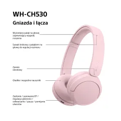 Słuchawki bezprzewodowe Sony WH-CH530 Nauszne Bluetooth 6.0 Różowy