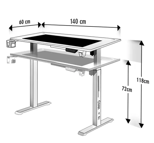 Biurko Cobra Electra CRF14ELWH 140cm Regulacja wysokości Biały