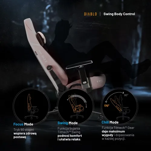 Fotel Diablo Chairs X.Eye Prime, Normal Size, Akira Pink Gamingowy do 140kg Różowy