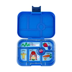 Szczelna średnia śniadaniówka Yumbox Original - surf blue / funny monsters tray