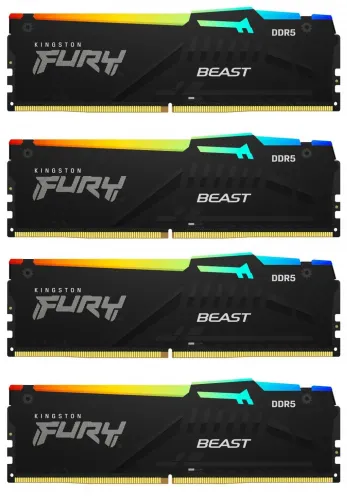 Pamięć RAM Kingston FURY Beast RGB DDR5 64GB (4 x 16GB) 5600 CL40 Czarny