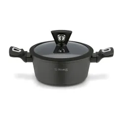 Garnek aluminiowy nieprzywierający z pokrywką STARKE PRO DARK 28 cm