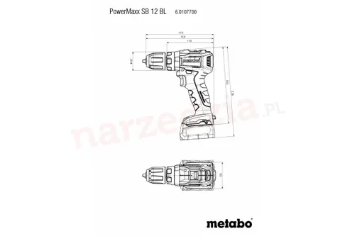 Metabo PowerMaxx SB 12 BL 2x4 döner çekiç. 0Ah