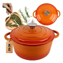 Garnek żeliwny HAGE DQ26 5L Pomarańczowy