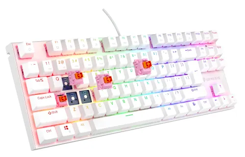 Klawiatura mechaniczna Genesis Thor 303 TKL RGB Outemu Peach Silent Biały