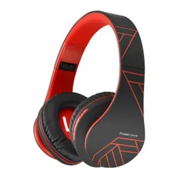 Słuchawki PowerLocus P2 bezprzewodowe Bluetooth/microSD/radio FM czarno-czerwone