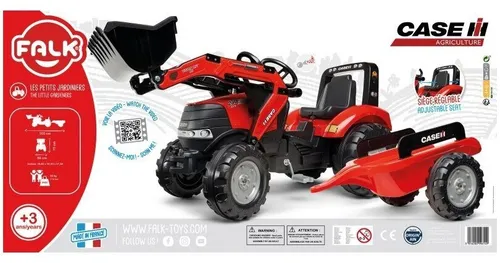 Falk Traktor Case na Pedały z Łyżką i Przyczepką Czerwony od 3 Lat