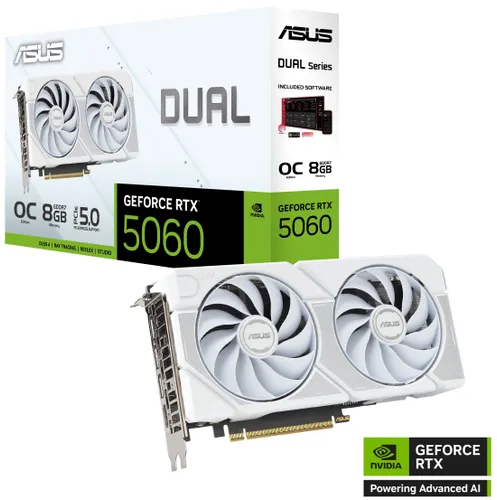 Karta graficzna ASUS Dual GeForce RTX 5060 OC Edition 8GB DLSS 4 White