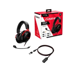 Проводные наушники с микрофоном HyperX Cloud III-черный и красный