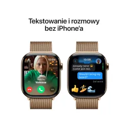 Apple Watch Series 10 GPS + Cellular koperta 46mm tytan złoty bransoleta mediolańska złota M/L
