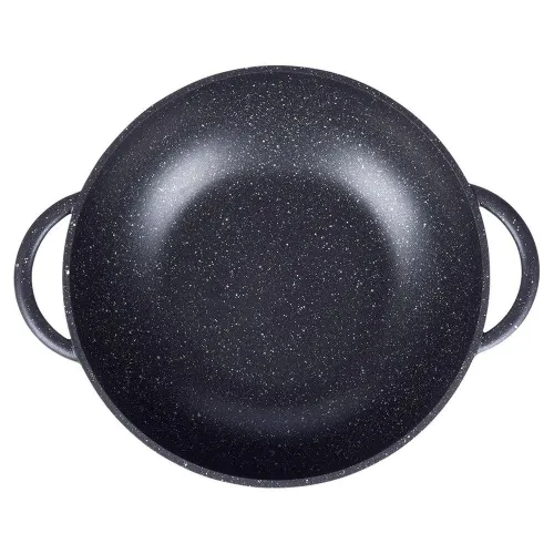 Patelnia wok granitowa ze szklaną pokrywką GRANDE 32 cm