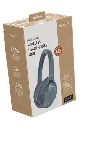 Słuchawki bezprzewodowe Hune Fauna ANC Nauszne Bluetooth 5.3 Szary