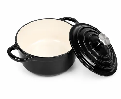 Garnek żeliwny emaliowany 28cm 5.9L ciężki indukcja Czarny KRISBERG