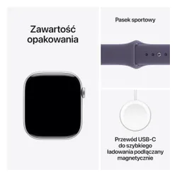 Apple Watch 11 GPS 42mm koperta z aluminium (srebrny) + pasek sportowy rozmiar M/L (mleczny fiolet)