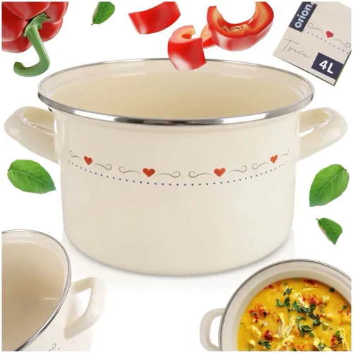 Garnek emaliowany kremowy TONCA 4 l