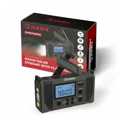 Radioodbiornik Hawk Expedition R20 Na korbkę, Solarne, Latarka, Radio FM Czarny