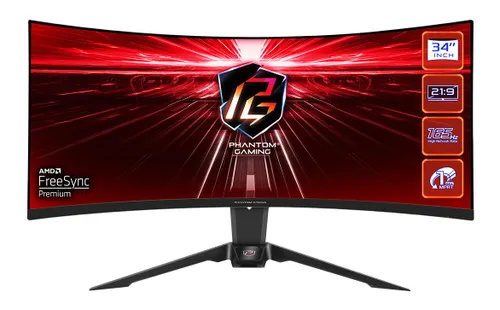 Monitor ASrock Phantom Gaming PG34WQ15R2B 34" UWQHD VA 165Hz 1ms Zakrzywiony Gamingowy