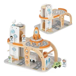 Tooky Toy Drewniany Kosmiczny Parking Stacja Kosmiczna
