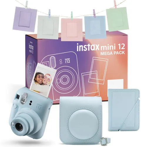 Aparat FUJIFILM Instax Mini 12 Niebieski Pokrowiec + Album + Ramki + Sznurek + Klamerki