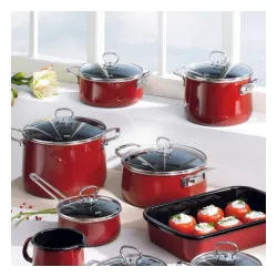 RIESS Nouvelle Rosso 4 l - garnek emaliowany z pokrywką